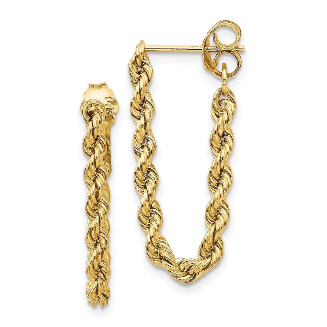 Lovely Rita's Earrings 14K Yellow Gold Fashionable Polished 8 mm Hollow Rope Post Earrings