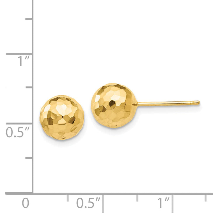 Lovely Rita's Earrings 14K Yellow Gold Feminine Diamond-Cut 8mm Ball Post Earrings