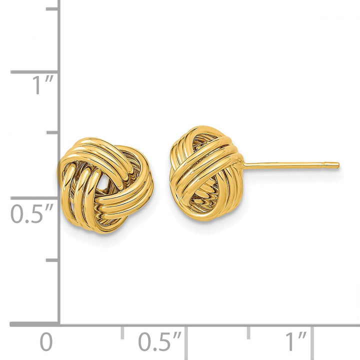 Lovely Rita's Earrings 14K Yellow Gold Fine Polished 10mm Triple Love Knot Post Earrings