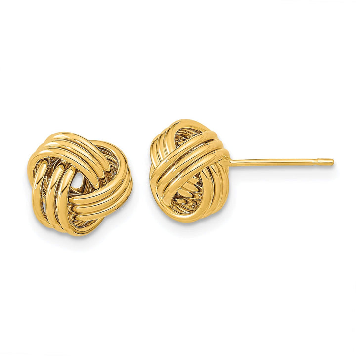 Lovely Rita's Earrings 14K Yellow Gold Fine Polished 10mm Triple Love Knot Post Earrings