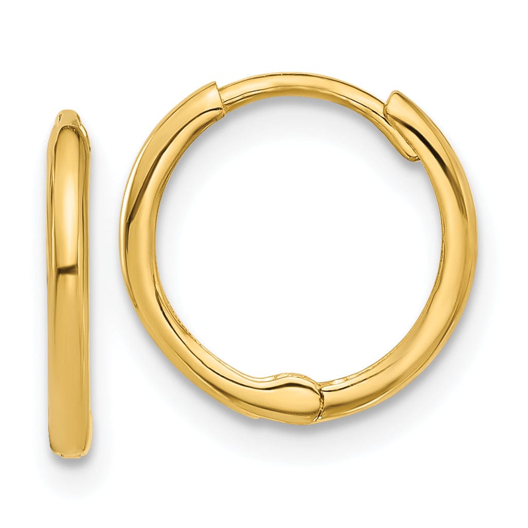 Lovely Rita's Earrings 14K Yellow Gold Fine Polished 12.7mm Round Huggie Hinged Hoop Earrings