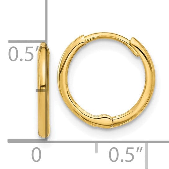 Lovely Rita's Earrings 14K Yellow Gold Fine Polished 12.7mm Round Huggie Hinged Hoop Earrings
