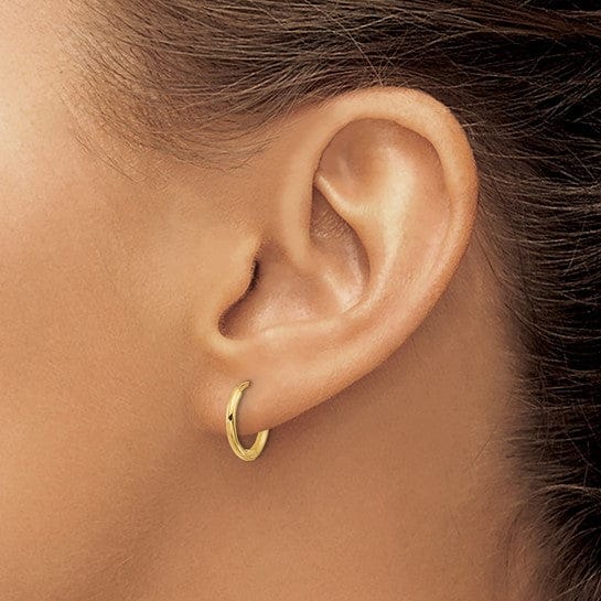 Lovely Rita's Earrings 14K Yellow Gold Fine Polished 12.7mm Round Huggie Hinged Hoop Earrings