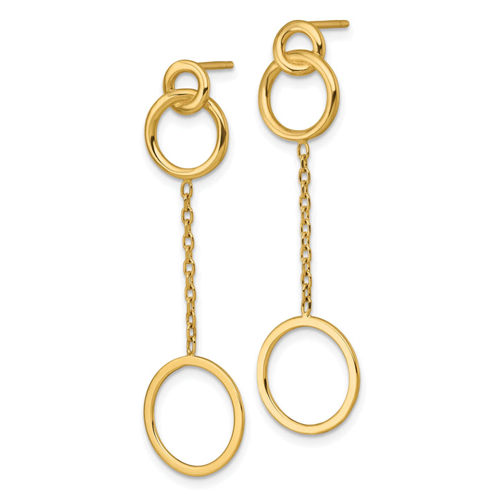 Lovely Rita's Earrings 14K Yellow Gold Fine Polished 15mm Circle Chain Post Dangle Earrings