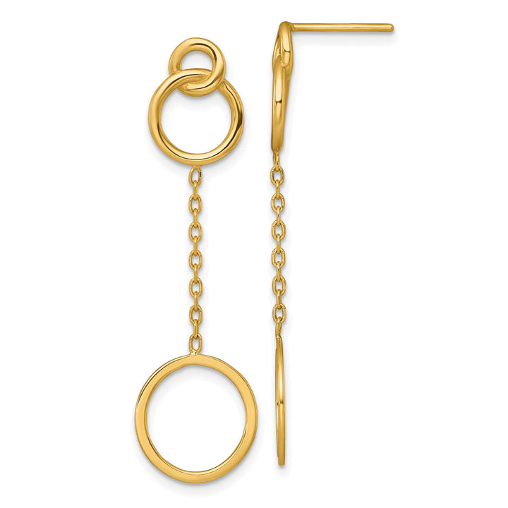 Lovely Rita's Earrings 14K Yellow Gold Fine Polished 15mm Circle Chain Post Dangle Earrings