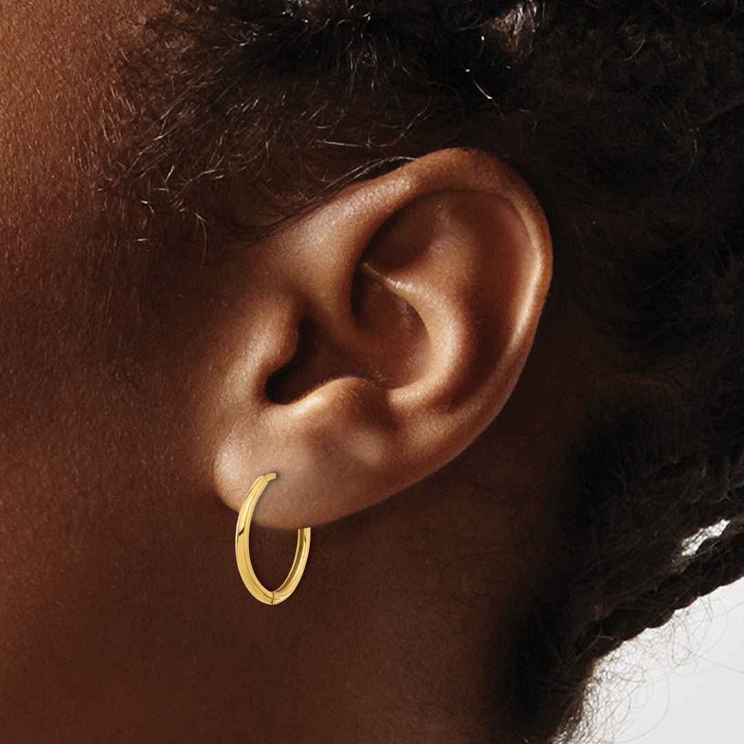 Lovely Rita's Earrings 14K Yellow Gold Fine Polished 16mm Round Hinged Hoop Earrings
