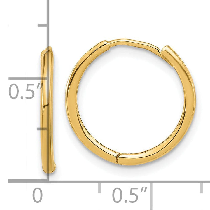 Lovely Rita's Earrings 14K Yellow Gold Fine Polished 16mm Round Hinged Hoop Earrings