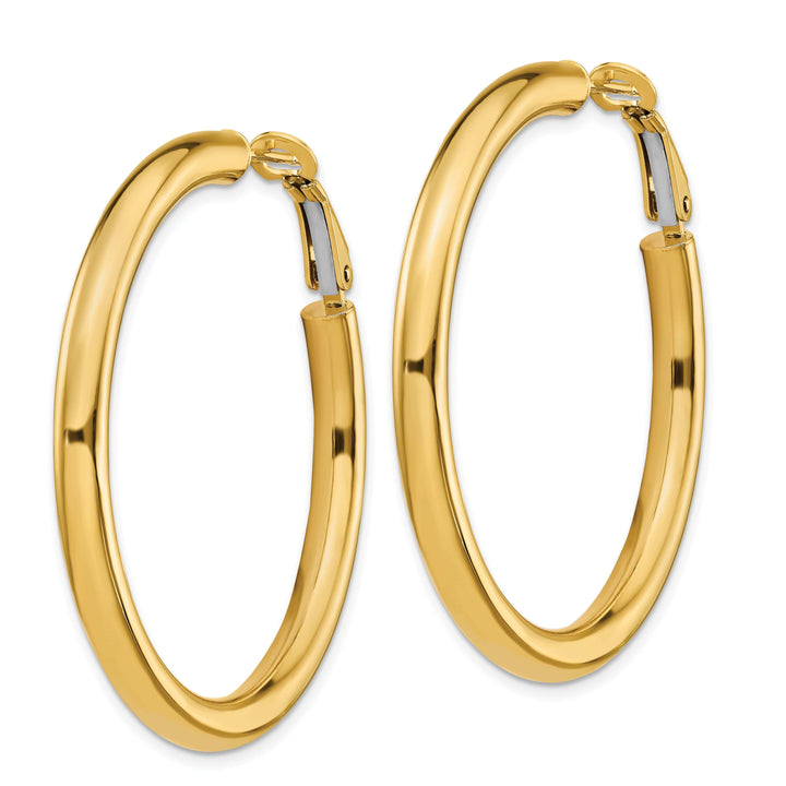Lovely Rita's Earrings 14K Yellow Gold Fine Polished 44.25mm Round Tube Omega Hoops