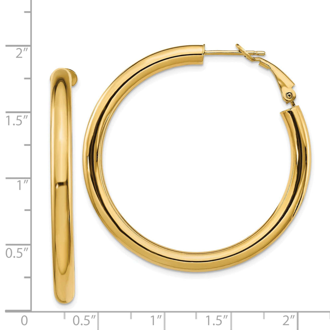 Lovely Rita's Earrings 14K Yellow Gold Fine Polished 44.25mm Round Tube Omega Hoops