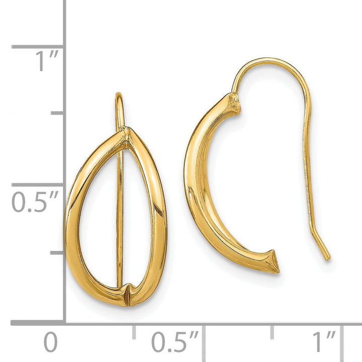 Lovely Rita's Earrings 14K Yellow Gold Fine Polished 9.15mm Half Circle French Wire Earrings