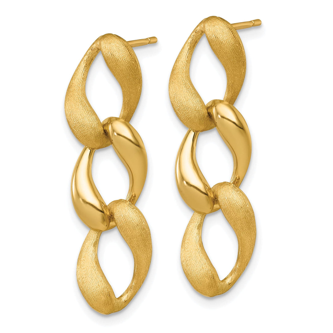 Lovely Rita's Earrings 14K Yellow Gold Fine Polished & Brushed 8.8mm Fancy Link Post Earrings