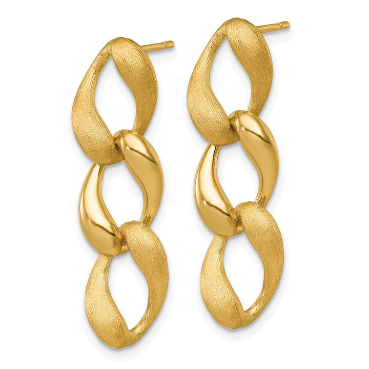 Lovely Rita's Earrings 14K Yellow Gold Fine Polished & Brushed 8.8mm Fancy Link Post Earrings