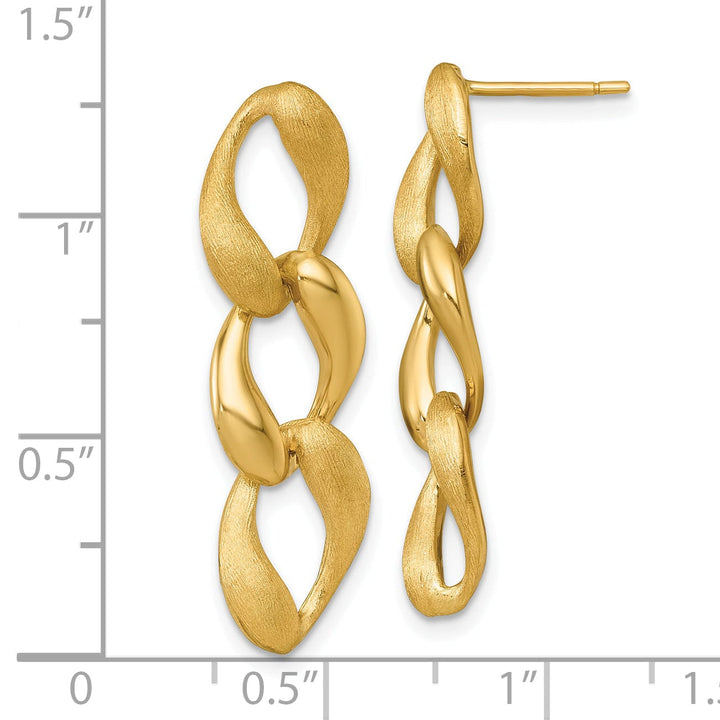 Lovely Rita's Earrings 14K Yellow Gold Fine Polished & Brushed 8.8mm Fancy Link Post Earrings