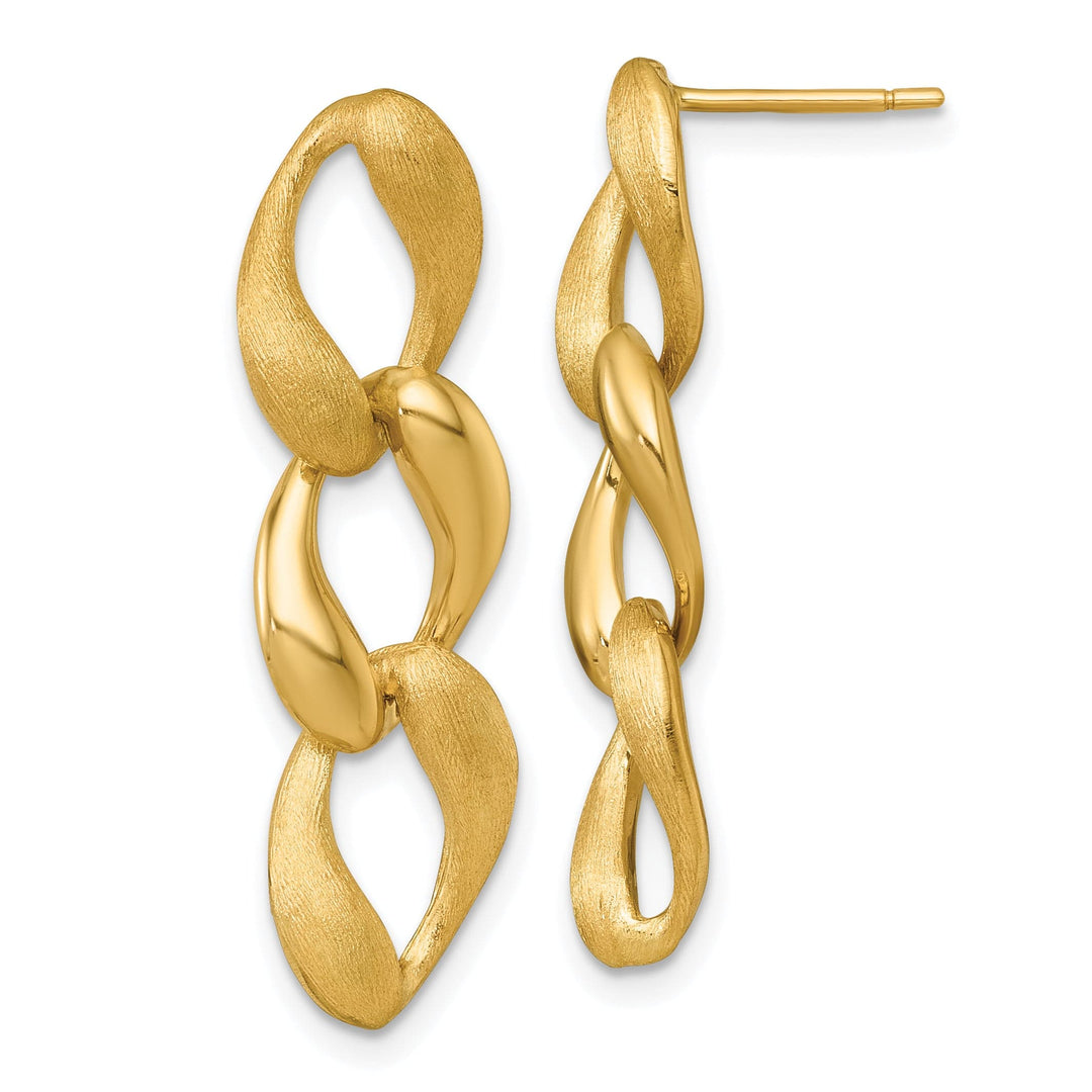 Lovely Rita's Earrings 14K Yellow Gold Fine Polished & Brushed 8.8mm Fancy Link Post Earrings