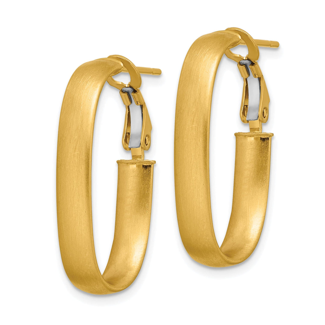 Lovely Rita's Earrings 14K Yellow Gold Fine Satin 15.7mm Oval Omega Hoops