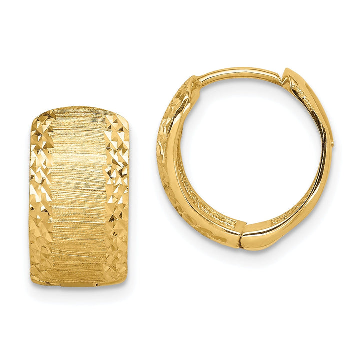 Lovely Rita's Earrings 14K Yellow Gold Glamorous Polished 13.2mm and Hinged Hoop Earrings