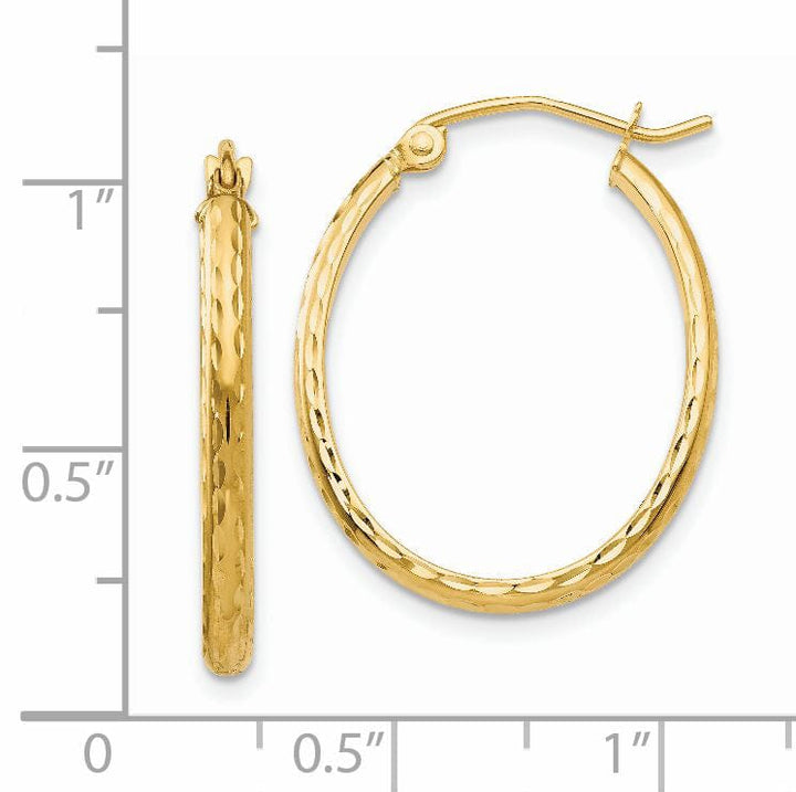 Lovely Rita's Earrings 14K Yellow Gold Glamorous Polished 20 mm Oval Tube Hoop Earrings