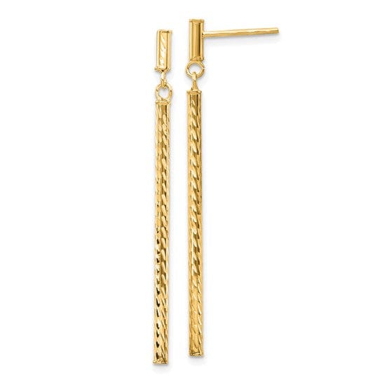 Lovely Rita's Earrings 14K Yellow Gold Gleaming Polished 2 mm Diamond-Cut Bar Post Earrings