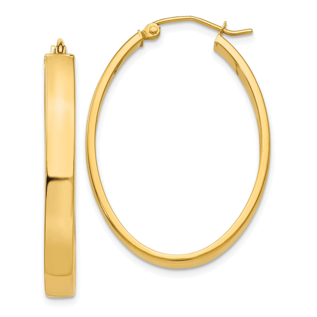 Lovely Rita's Earrings 14K Yellow Gold Gleaming Polished 25 mm Oval Tube Hoop Earrings