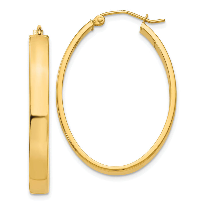 Lovely Rita's Earrings 14K Yellow Gold Gleaming Polished 25 mm Oval Tube Hoop Earrings