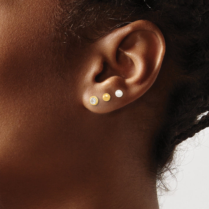 Lovely Rita's Earrings 14K Yellow Gold Gorgeous Polished 3.5mm Design Post Earrings