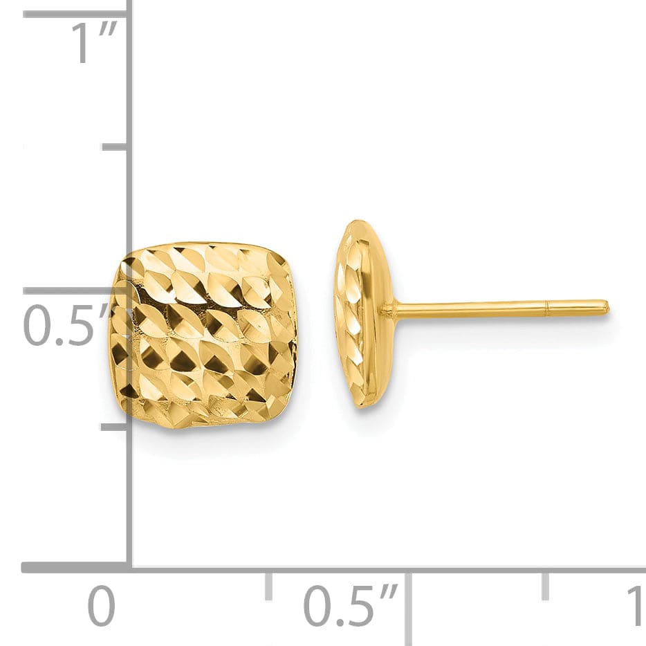 Lovely Rita's Earrings 14K Yellow Gold Gorgeous Polished 8.6mm DC Square Button Post Earrings