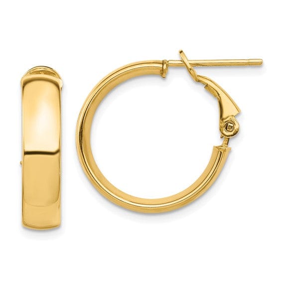 Lovely Rita's Earrings 14K Yellow Gold Graceful High Polished 19.76mm Flat Tube Omega Hoops