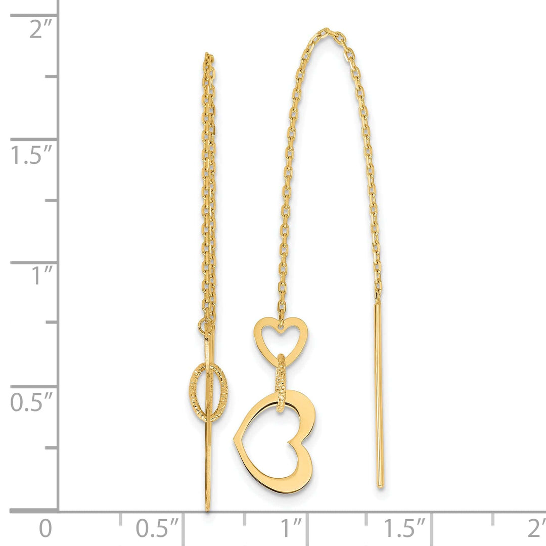 Lovely Rita's Earrings 14K Yellow Gold Graceful Polished 11.4mm Hearts Threader Earrings