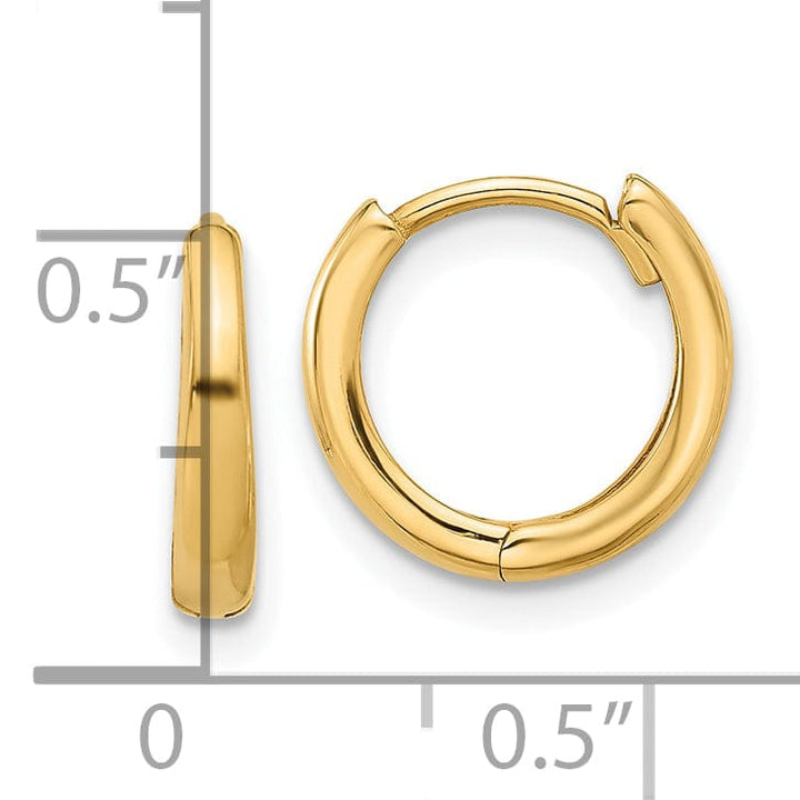 Lovely Rita's Earrings 14K Yellow Gold Graceful Polished 12.4mm Round Hinged Hoop Earrings