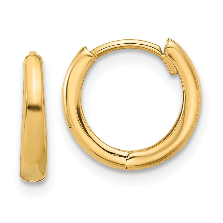Lovely Rita's Earrings 14K Yellow Gold Graceful Polished 12.4mm Round Hinged Hoop Earrings