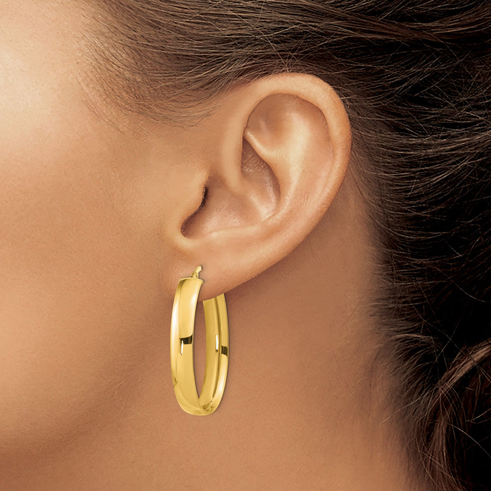 Lovely Rita's Earrings 14K Yellow Gold Graceful Polished 16.6 mm Oval Tube Hoop Earrings