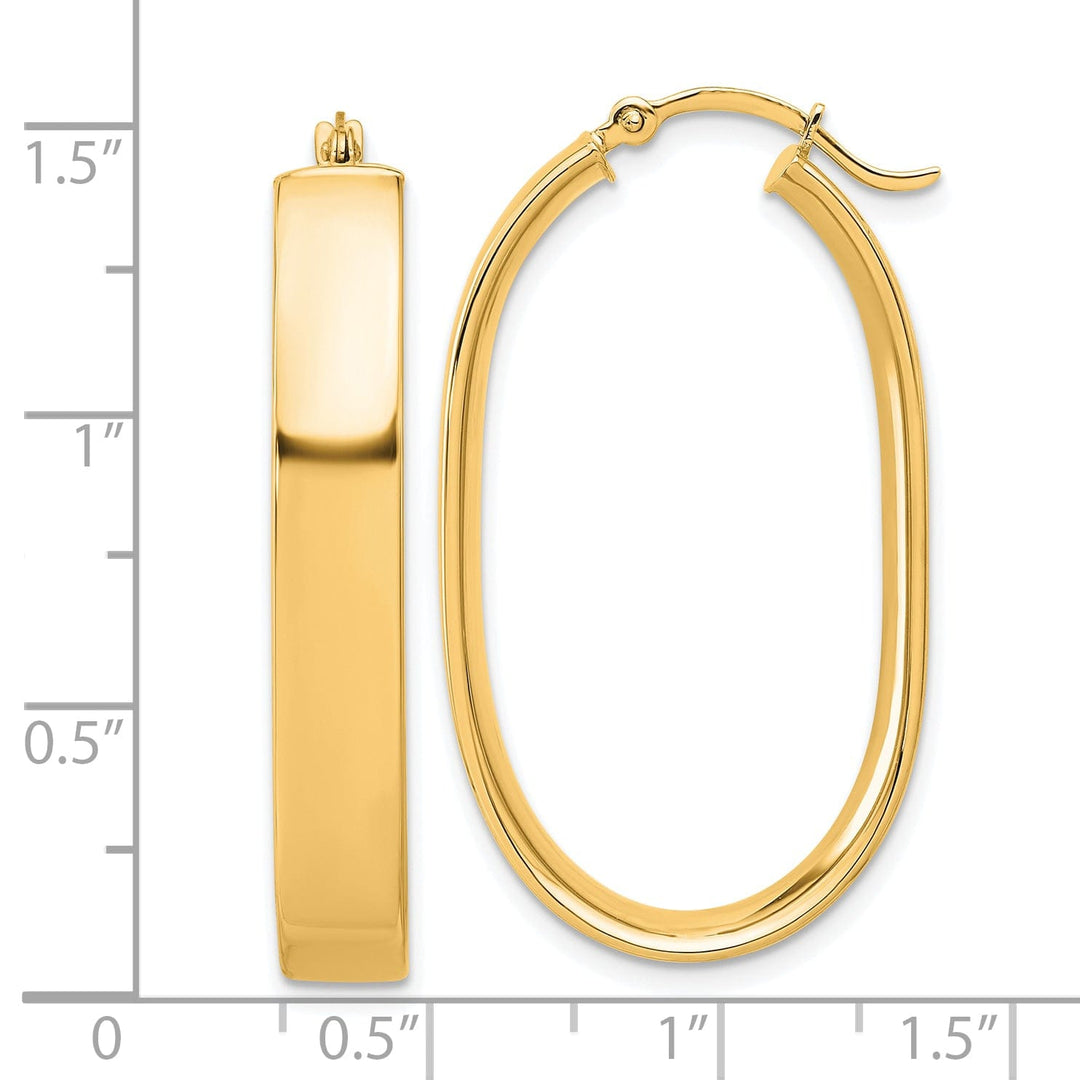 Lovely Rita's Earrings 14K Yellow Gold Graceful Polished 16.6 mm Oval Tube Hoop Earrings