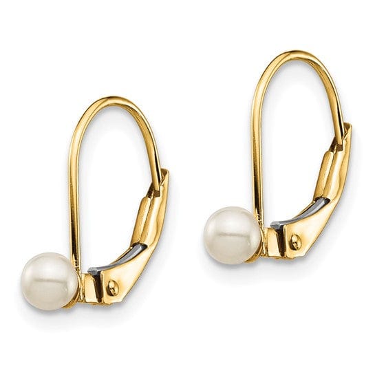 Lovely Rita's Earrings 14k Yellow Gold Leverback Culture Pearl Earring