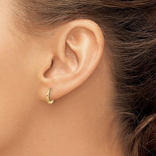 Lovely Rita's Earrings 14K Yellow Gold Lovely Polished 11mm Round Huggie Hinged Hoop Earrings