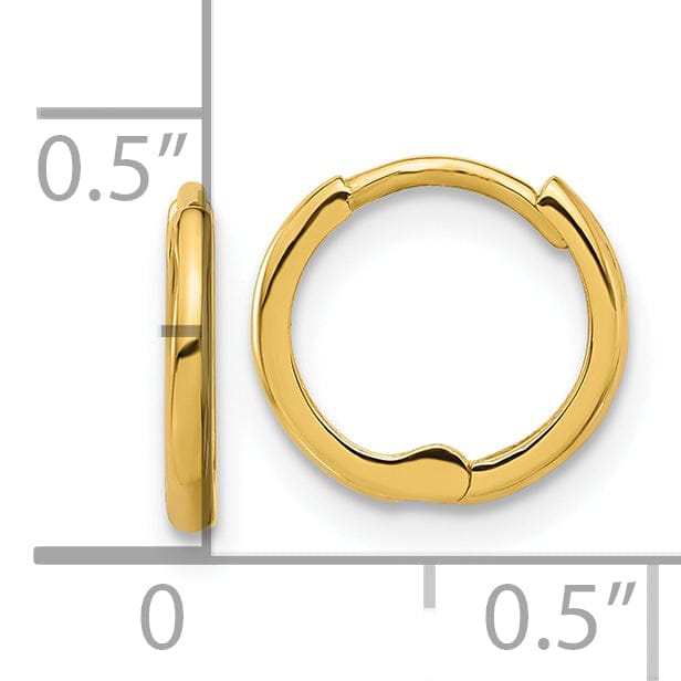 Lovely Rita's Earrings 14K Yellow Gold Lovely Polished 11mm Round Huggie Hinged Hoop Earrings