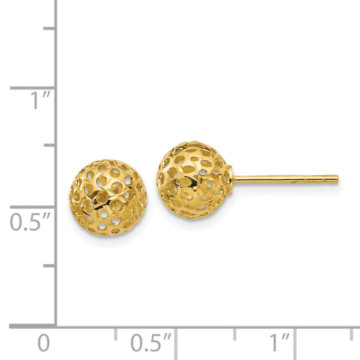 Lovely Rita's Earrings 14K Yellow Gold Lustrous Diamond-Cut 8mm Ball Post Earrings