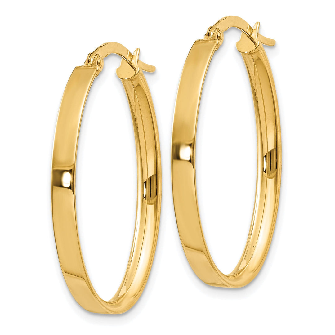Lovely Rita's Earrings 14K Yellow Gold Lustrous Polished 22 mm Oval Tube Hoop Earrings