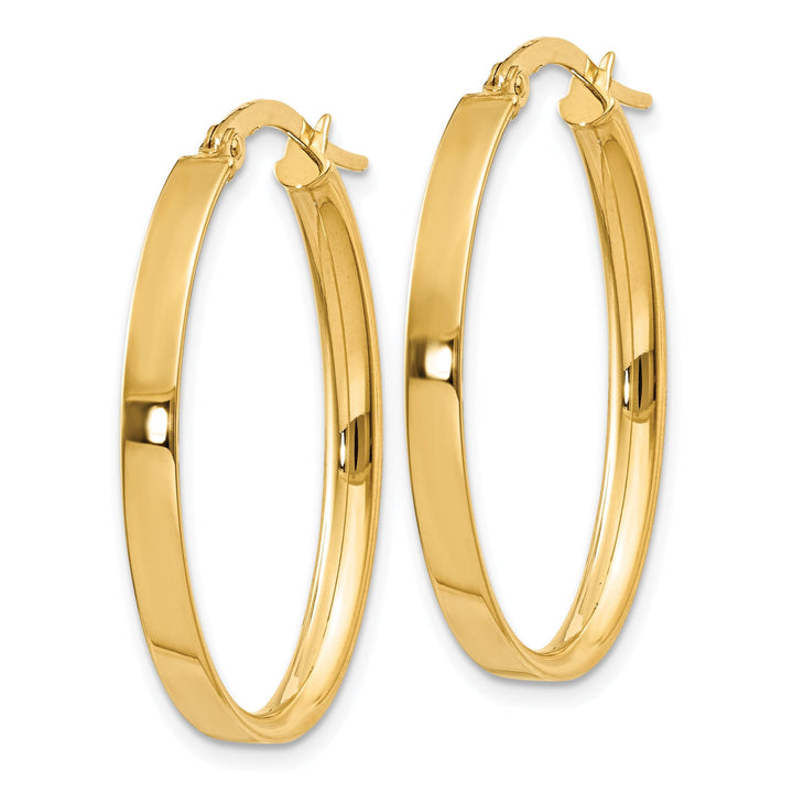 Lovely Rita's Earrings 14K Yellow Gold Lustrous Polished 22 mm Oval Tube Hoop Earrings