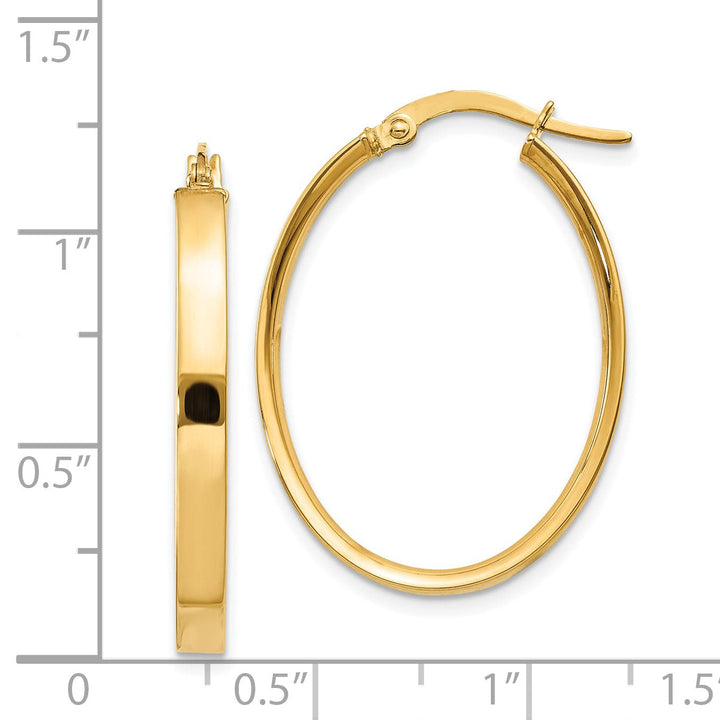 Lovely Rita's Earrings 14K Yellow Gold Lustrous Polished 22 mm Oval Tube Hoop Earrings