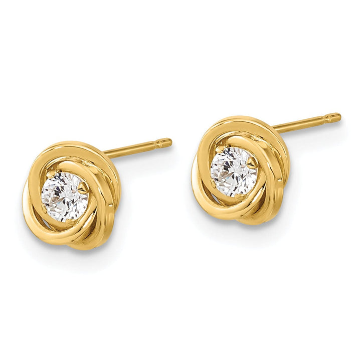 Lovely Rita's Earrings 14K Yellow Gold Lustrous Polished 6.5mm CZ Love Knot Post Earrings