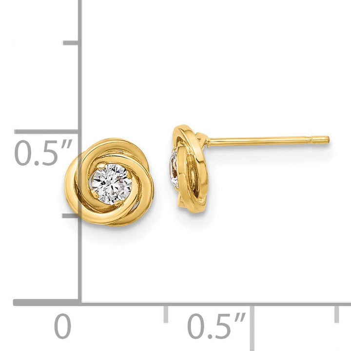 Lovely Rita's Earrings 14K Yellow Gold Lustrous Polished 6.5mm CZ Love Knot Post Earrings