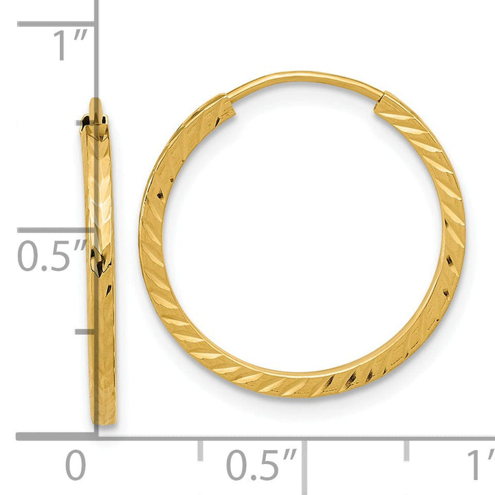 Lovely Rita's Earrings 14K Yellow Gold Luxe D.C Square-Tube 1.35x20mm Endless Hoop Earrings