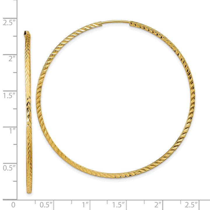 Lovely Rita's Earrings 14K Yellow Gold Luxe D.C Square-Tube 1.35x55mm Endless Hoop Earrings