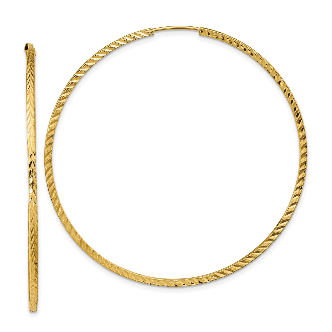 Lovely Rita's Earrings 14K Yellow Gold Luxe D.C Square-Tube 1.35x55mm Endless Hoop Earrings