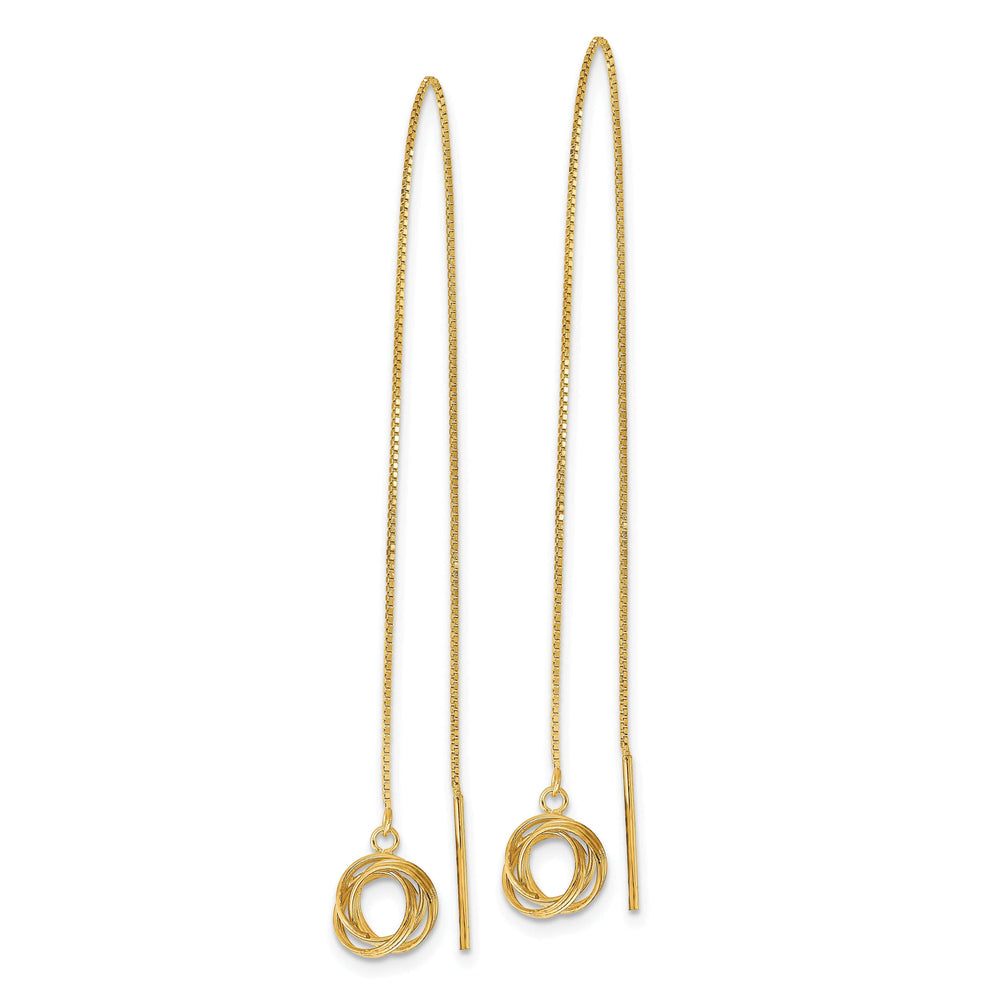 Lovely Rita's Earrings 14K Yellow Gold Luxe Diamond-Cut 7mm Love Knot Threader Earrings