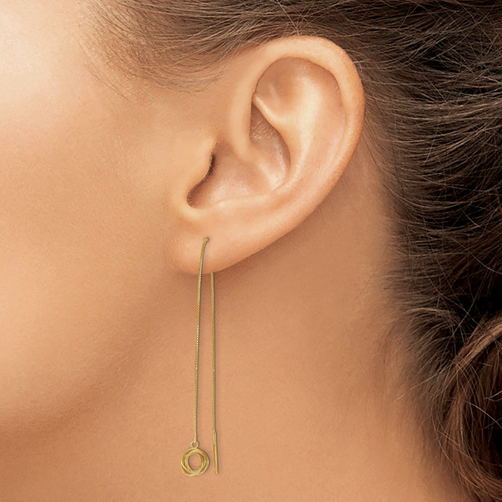 Lovely Rita's Earrings 14K Yellow Gold Luxe Diamond-Cut 7mm Love Knot Threader Earrings