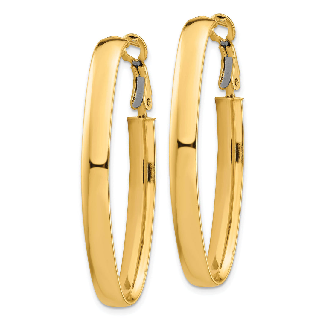 Lovely Rita's Earrings 14K Yellow Gold Luxe High Polished 4.9mm Oval Omega Hoops