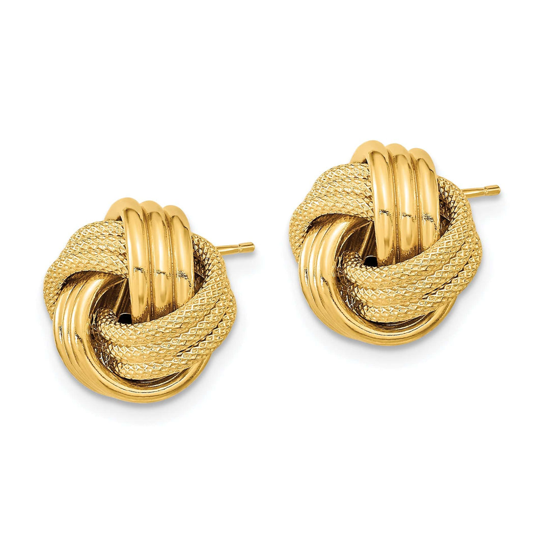 Lovely Rita's Earrings 14K Yellow Gold Luxe Polished 12.5mm Triple Love Knot Post Earrings