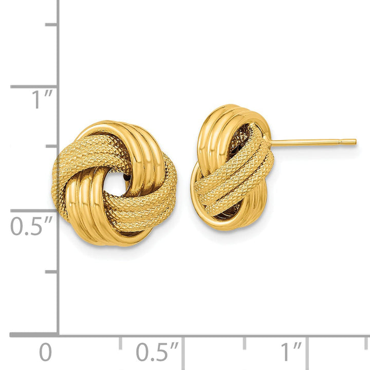 Lovely Rita's Earrings 14K Yellow Gold Luxe Polished 12.5mm Triple Love Knot Post Earrings