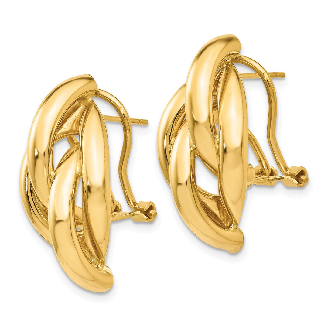 Lovely Rita's Earrings 14K Yellow Gold Luxe Polished 13mm Swirl Omega Back Post Earrings